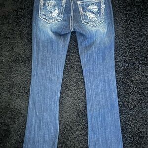 Miss Me Blue Boot-Cut Jeans with Embroidered Back Pockets